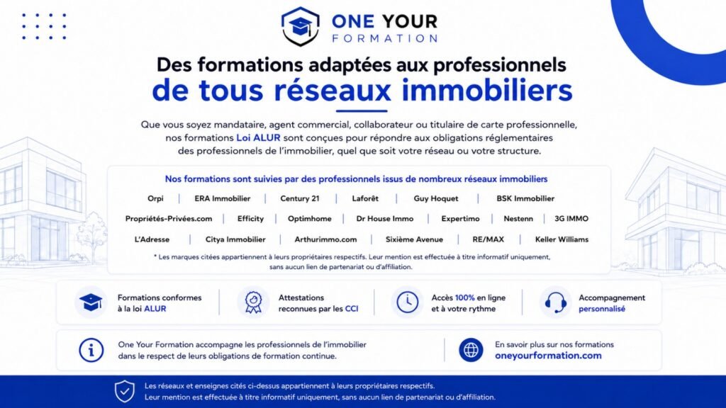 Des formations adaptées à tous réseaux immobiliers